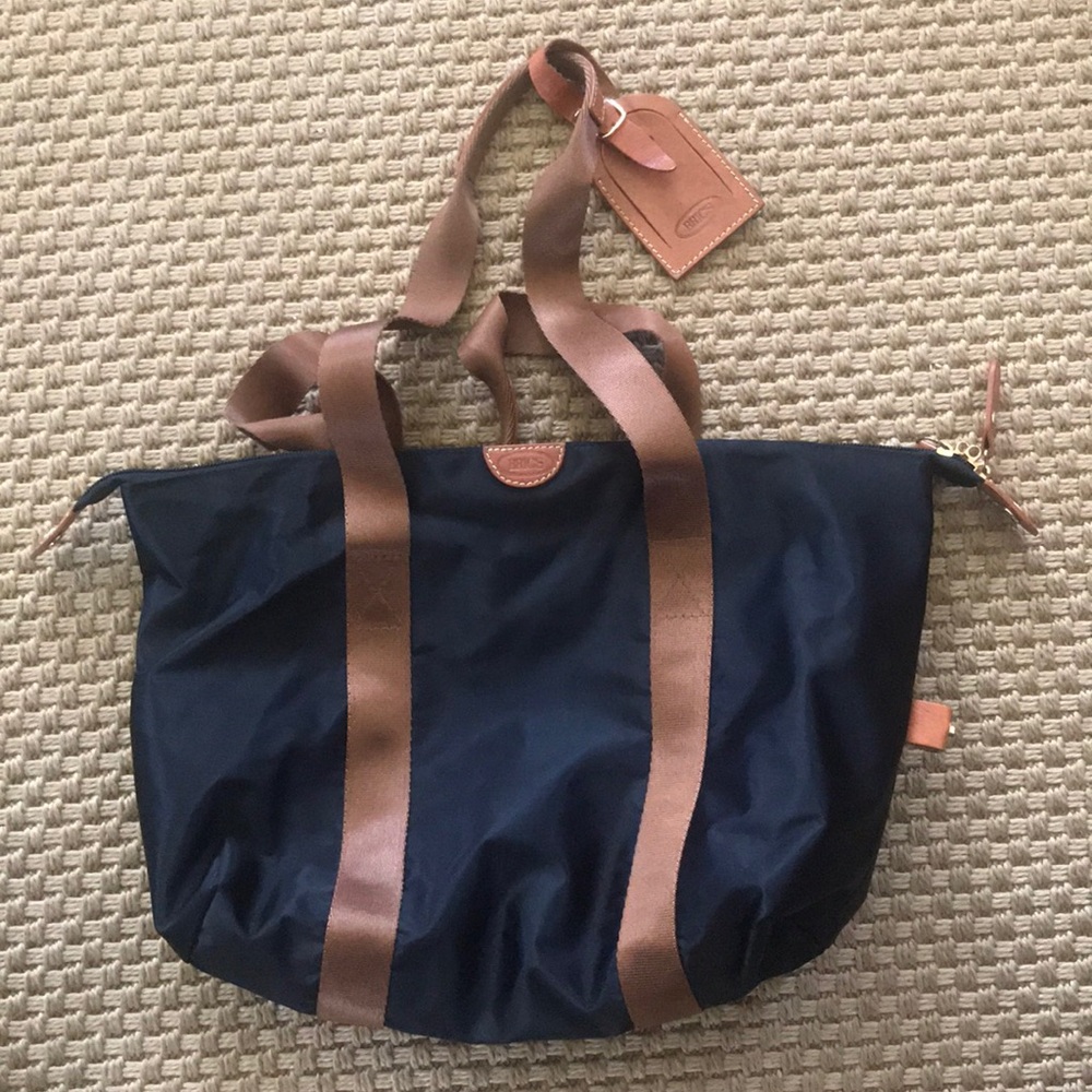 Brics black nylon shoulder bag detachable interior